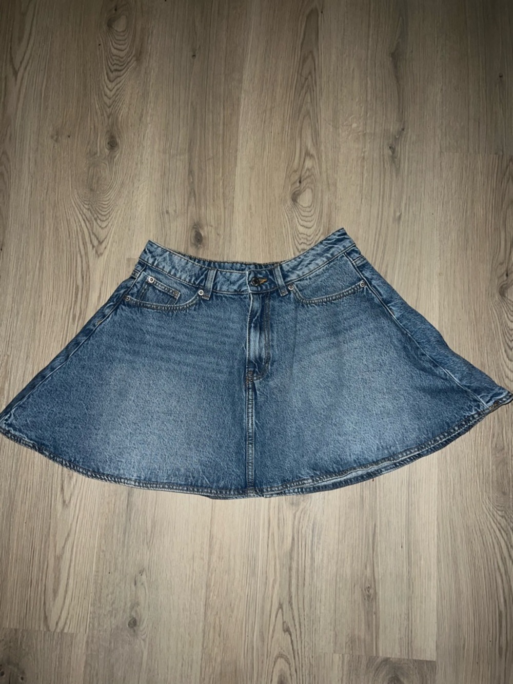 H&M Divided Flared Denim Mini Skirt Size 6 NWT High Rise 100% Cotton